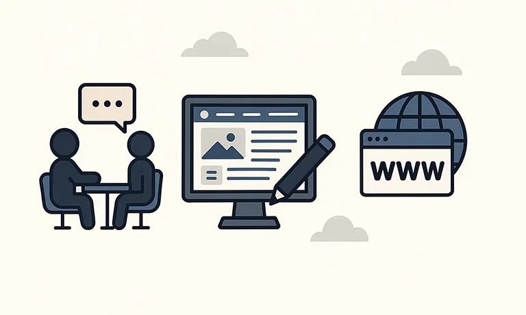 打ち合わせ〜公開後まで一貫対応